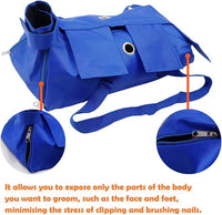 Kukaster Pet Cat’s Restraint Bag for Claw Care Nail Trimming Anti-Scratching Grooming Bag for Cats Medical Examination(Blue-s)