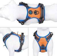 PHOEPET 2019 No Pull Dog Harnesses for Small Dogs Reflective Adjustable Front Clip Vest with Handle 2 Metal Rings 3 Buckles [Easy to Put on & Take Off](S, Orange)