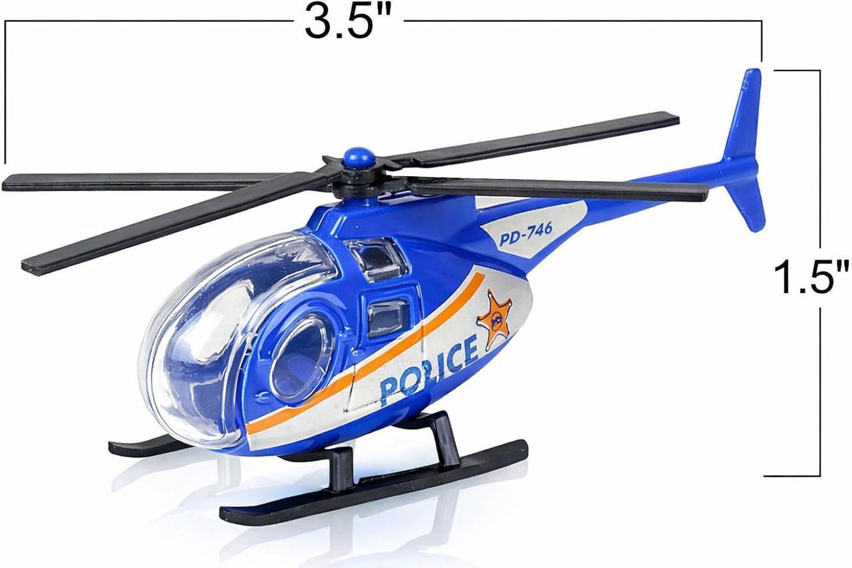 ArtCreativity Diecast Helicopter Toy, Police, Fire Engine, EMS - Emergency Theme - image 3