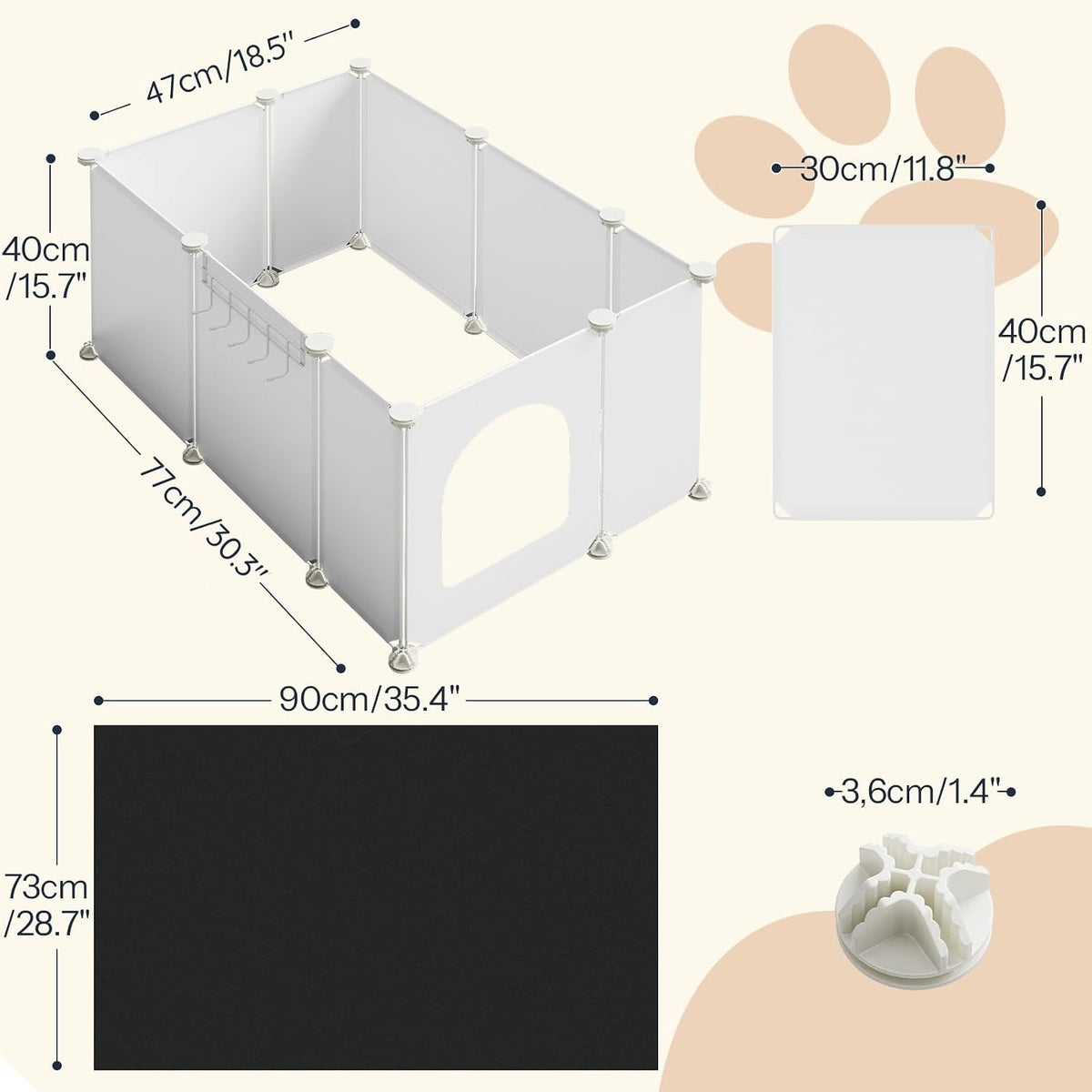 HOOBRO Cat Litter Box Enclosure with Large Oxford Mat - White - image 4