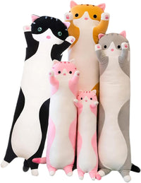 Long Cat Plush Pillow Soft Cat Hugging Pillow Stuffed Animal Pillow - Pink / 19.68 inches