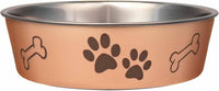 Loving Pets Bella Dog Bowls, Stainless Steel Dog & Cat Bowls - Champagne / Large (35-65lbs)