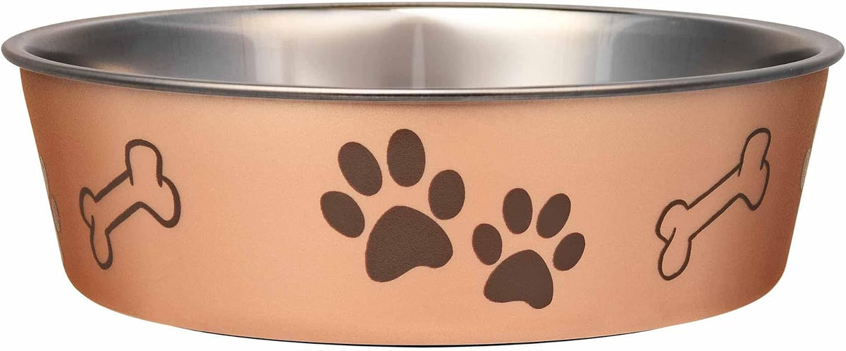Loving Pets Bella Dog Bowls, Stainless Steel Dog & Cat Bowls - Champagne / Large (35-65lbs)