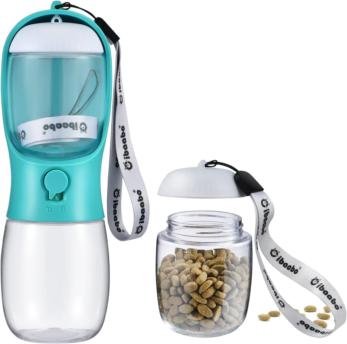 Dog Water Bottle Portable with Food Container & Filter for Travel – Essentials for Dogs - #07 Green / 10oz