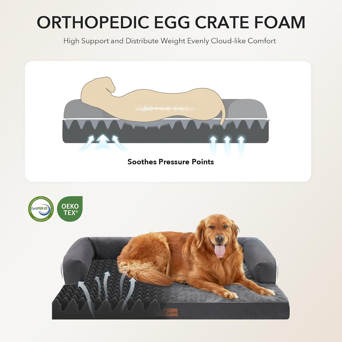 Orthopedic Washable Dog Bed for Extra Large Dogs - Dark Grey / 35.0"L x 22.0"W x 7.0"Th - image 2