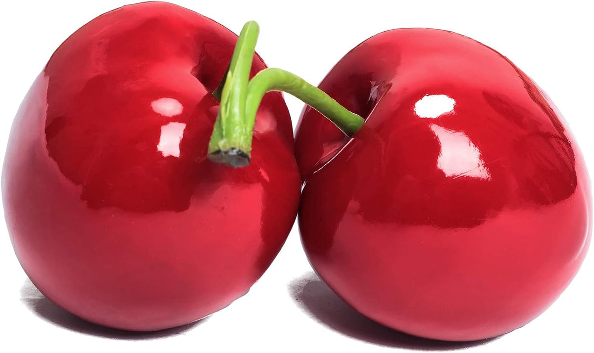 XINFU artificial big double cherry fake fruit decoration, 3.8 inch diameter - view 4