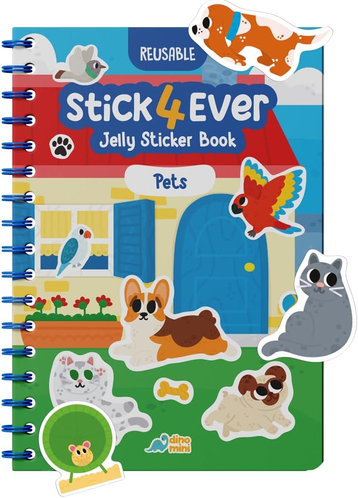 Stick4Ever Jelly Sticker Book, for Kids, Waterproof - Pets