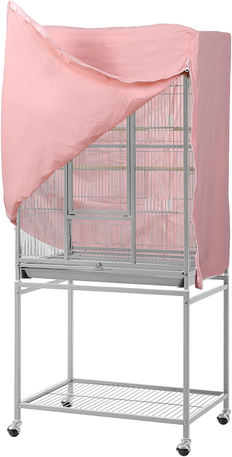 QBLEEV Bird Cage Covers, Breathable Blackout Birdcage Covers for Night – Essentials for Birds - Pink / 24.8"L X 17.7"W X 31.5"H