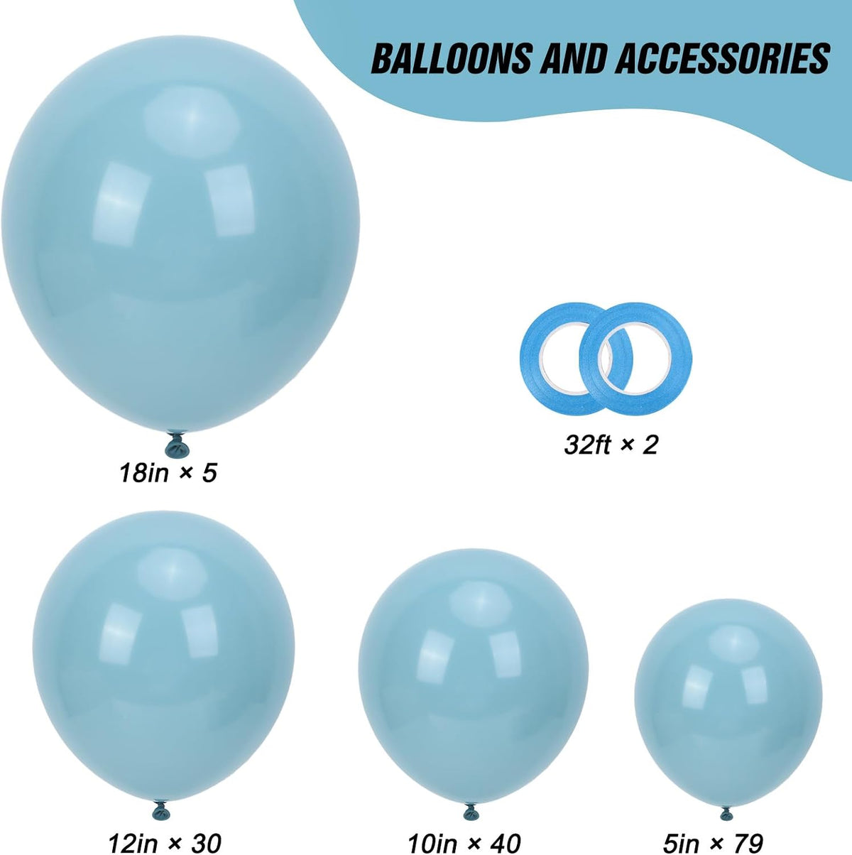RUBFAC Balloons Black Balloon Arch for Black Birthday Decorations - Haze Blue - image 2