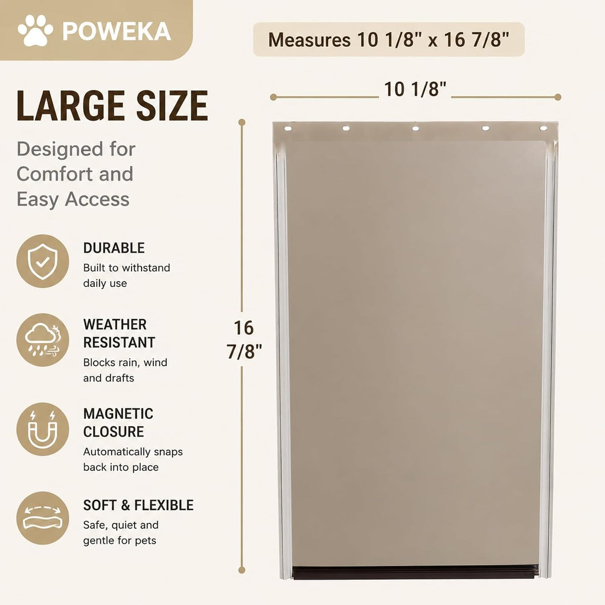 PAC11-11039 pet door replacement flap in TPU with magnetic strip for large pets - view 2