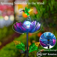 sunnylight solar wind spinner with purple petals and cracked glass ball - view 15