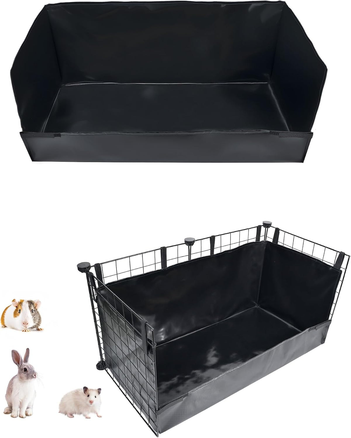 Guinea Pig Litter Box, Hay Holder, Cage Liner - 28"x13"x11.8" / Black