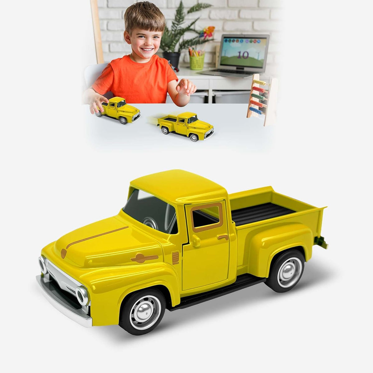 Little Blue Truck Toy,1:32 Pull Back Cars Toy for Kids Boys Girls – Fun for Kids & Family - Yellow