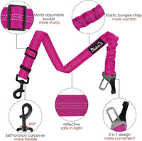 SlowTon Dog Car Seat Belt - Fluorescence Pink / 27.5in - 1 pack - image 2