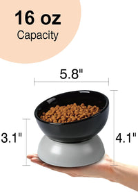 Cat Water Bowl, 15° Tilted and Raised Pet Food Dish - 1 Pack / Black & Gray - image 3