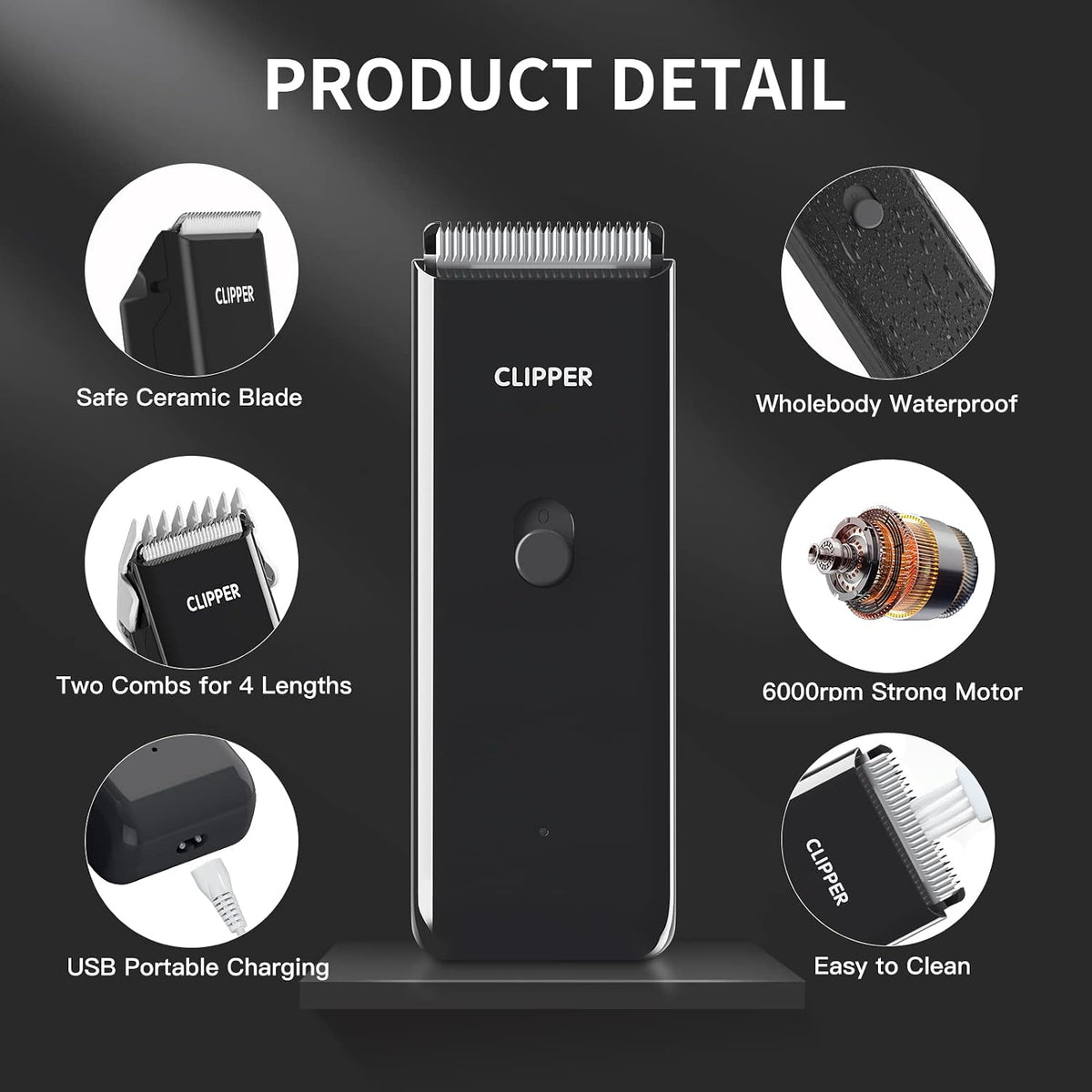 Professional Household Waterproof Low Noise Pet Hair Clippers - Ap005-black - image 2