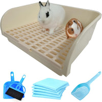 Large Rabbit Litter Box Corner Bedding Box Chinchilla Toilet Trainer - WHITE