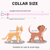 PUPTECK 2 PCS Soft Genuine Leather Cat Kitten Collar with Bells - Light Pink - image 2