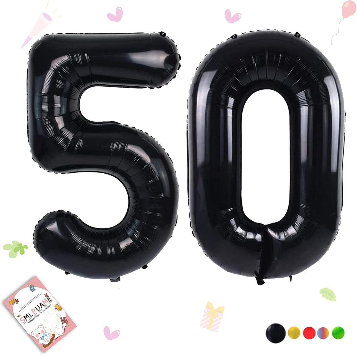 40 Inch Gold Number 1 Balloon - Black Balloon / 40 Inch Number 50