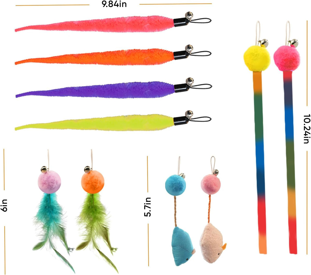 Cat Toys for Indoor Cats, 13 Packs Interactive Cat Wand Toy Set – Essentials for Cats - Multicolor / 11 Packs C - image 4