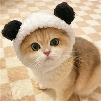 JOICEE Cute Cat Costume Warm Bear Hat Adjustable Small Pet Headwear - Black&White - image 4