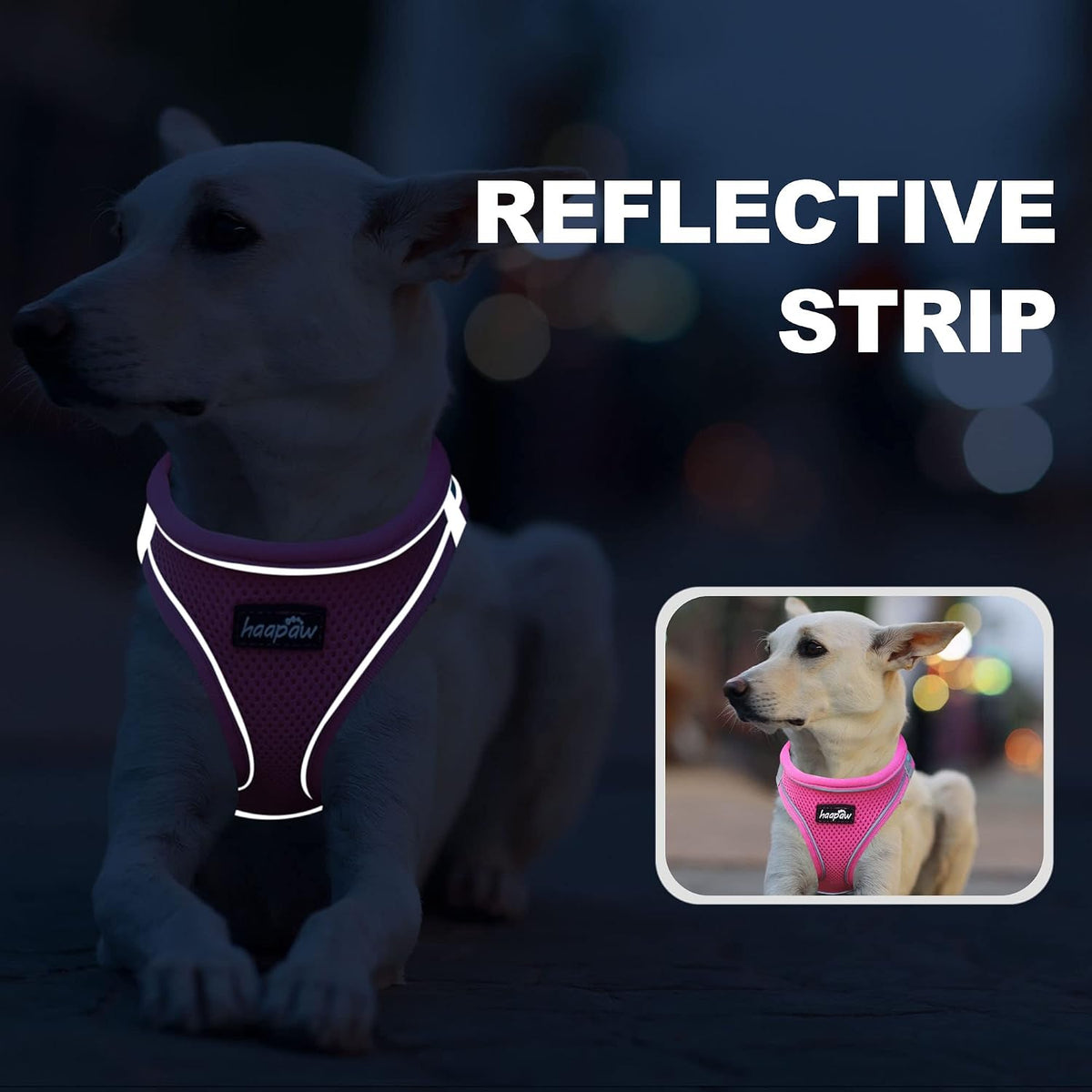 haapaw Dog Harness with Leash Set - M / Grey / Pink - image 4
