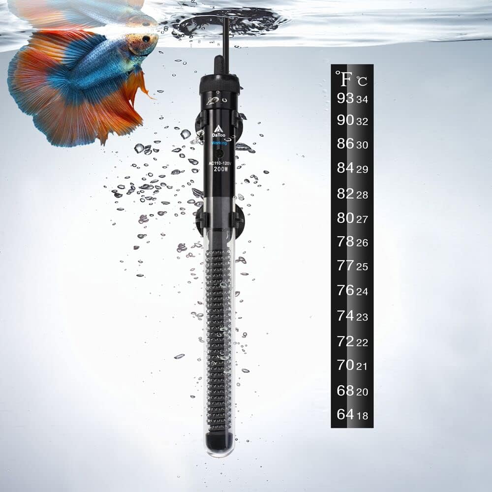 DaToo Aquarium Heater Adjustable 50W Submersible Fish Tank Heater - 200Watt
