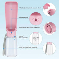 Portable Dog Water Bottle Dispenser [Leak Proof & Foldable] Dog - Pink / 19OZ - image 2