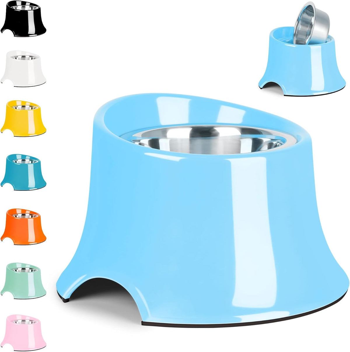 Tilted Elevated Dog Bowls Non-Slip & Non-Spill Pet Feeder - L/3 Cup / Blue