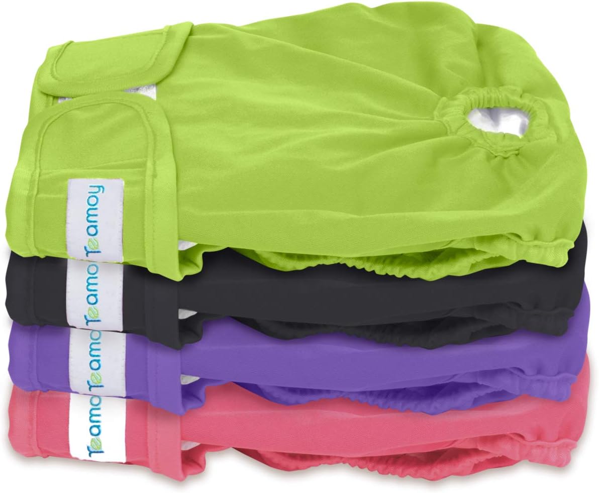 Teamoy Female Dog Diapers, Washable Doggie Period Diaper - S (Pack of 4) / Black+ Purple+ Green+ Rose Red (4pcs) - image 2
