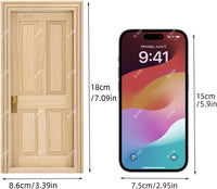 iLAND 1:12 scale unfinished wooden dollhouse door with 3D acrylic windowpane and gold handle - view 18
