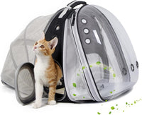 Dual Expandable Large Cat Backpack Carrier – Essentials for Cats - Black / Clear Window