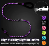 COOYOO 2 Pack Dog Leash 5 FT Heavy Duty - 1/2"x 5 FT (18~120 lbs.) / Set 3-Black+Purple - image 4