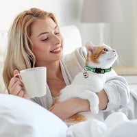 Baeuppit 2PCS Breakaway Cat Collars with Bell Moons Stars Cute Kitty - Neck 6.9-10.7 in / Deep Green&Black - image 2