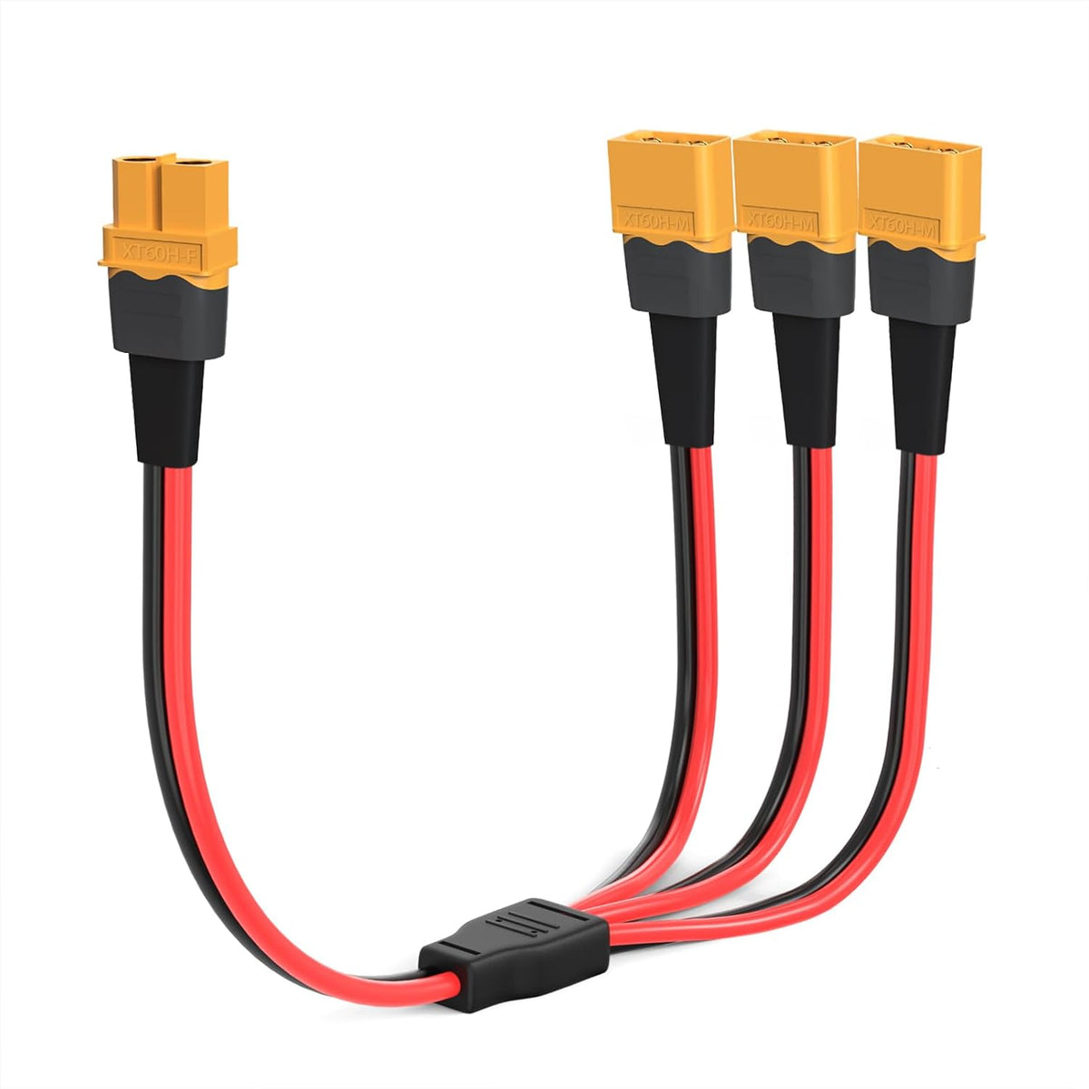 ELFCULB XT60 3 way splitter cable with 12AWG tinned copper wire, 1 ft long