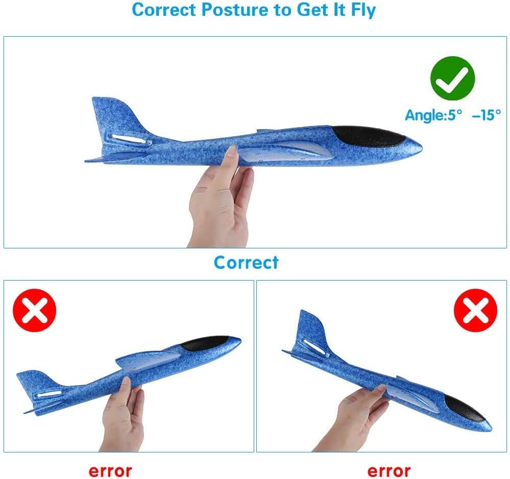 WenToyce 2 pack of 17.5 inch throwing foam airplanes with tail wing slots - view 4
