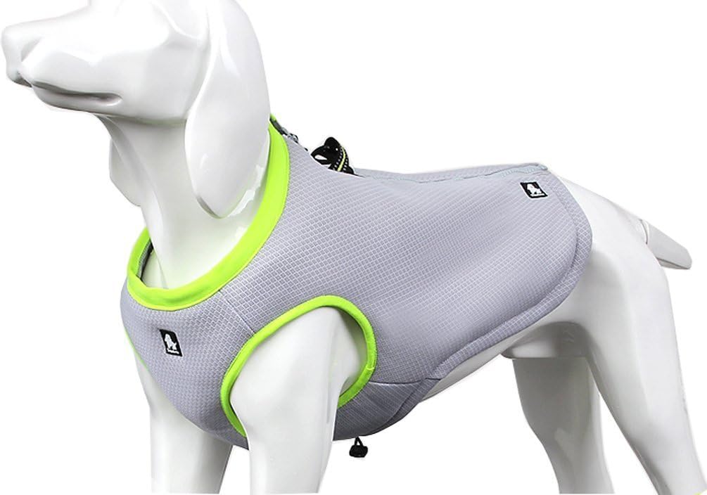SGODA Dog Cooling Vest Harness Cooler Jacket Grey Green Large – Essentials for Dogs - Small Chest 17.5-20" / grey with green