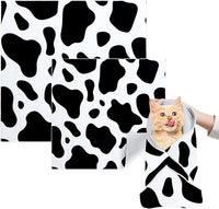 Cat Grooming Wrap, 2pcs [L+XL] Cat Restraint Wrap for Nail Clipping, Ear Cleaning, and Teeth Brushing, Self-Adherent, Anti-Bite, Anti-Scratch, Anti Scratch, Cow White