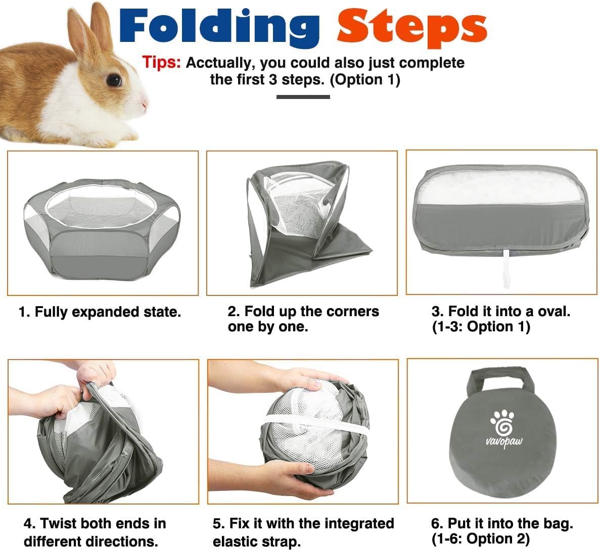 Small Animals Playpen, Waterproof Pet Tent with Zippered Top - Gray - image 3