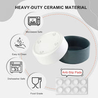 Ceramic Dog Bowl for Food and Water - Small / Black (2 Pack) - image 2