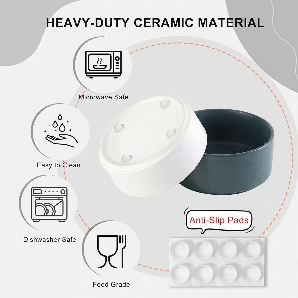 Ceramic Dog Bowl for Food and Water - Small / Black (2 Pack) - image 2