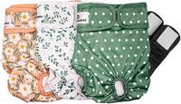 Pet Parents® Washable Dog Diapers (3pack) + Extendrs® of Durable Doggie Diapers, Premium Dog Diapers Female (X-Small, Daisy)