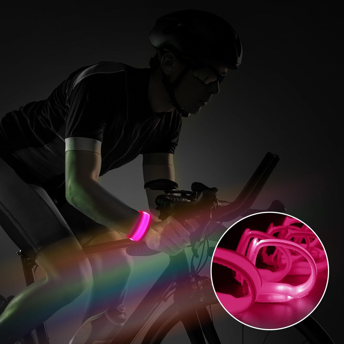 M.best 8pcs LED Light Up Bracelets Glow Flashing Wristbands Glow - 8pcs Pink - image 2