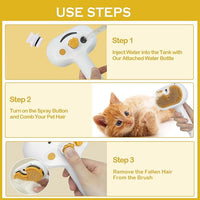 3-1 Cat Steam Brush for Shedding, Steamy Grooming Brush for Long & Short Hair Cats & Dogs, Self-Cleaning Pet Hair Removal Comb with Water Tank Dog