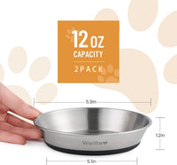 Cat Bowls, 304 Stainless Steel Non-Slip Wide Shallow - 4 Non-slip Bowls - image 2