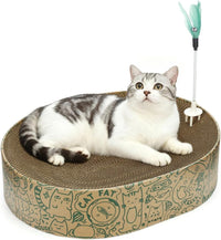 ARGOPET Cat Cardboard House with 2 PCS Scratching Pads – Essentials for Cats - Oval-Green
