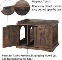 unipaws Cat Litter Box Enclosure Furniture - Rustic / No Top Open - image 4