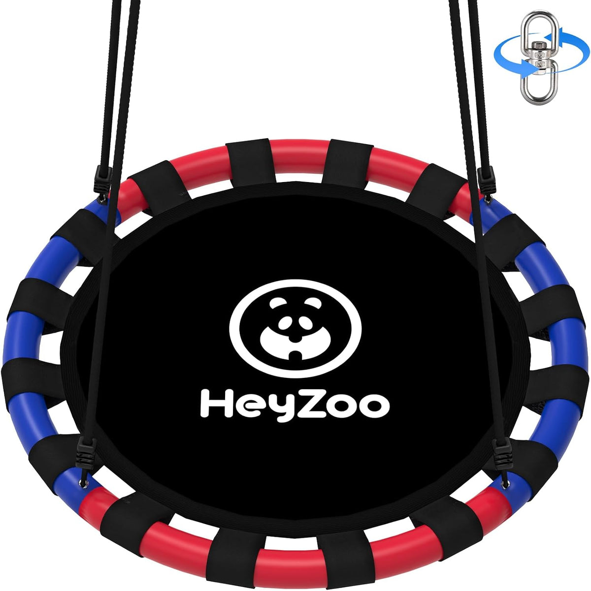 HeyZoo black 40 inch saucer swing with 360 degree swivel for backyard - view 3