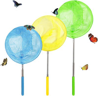 Kids Telescopic Butterfly Fishing Nets for Kids Catching Insect Net - 3 Pack