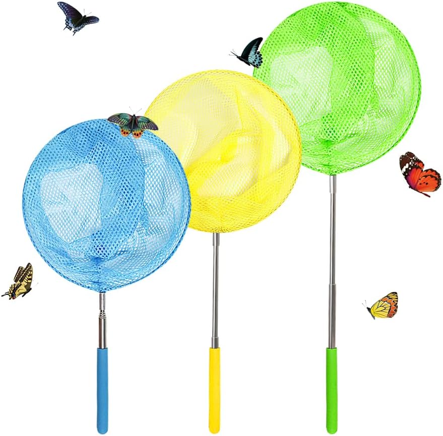 Kids Telescopic Butterfly Fishing Nets for Kids Catching Insect Net - 3 Pack